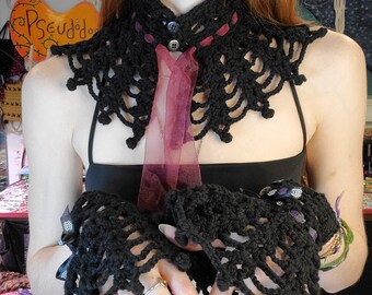 Vampire Crochet Neck and Wrist Cuffs