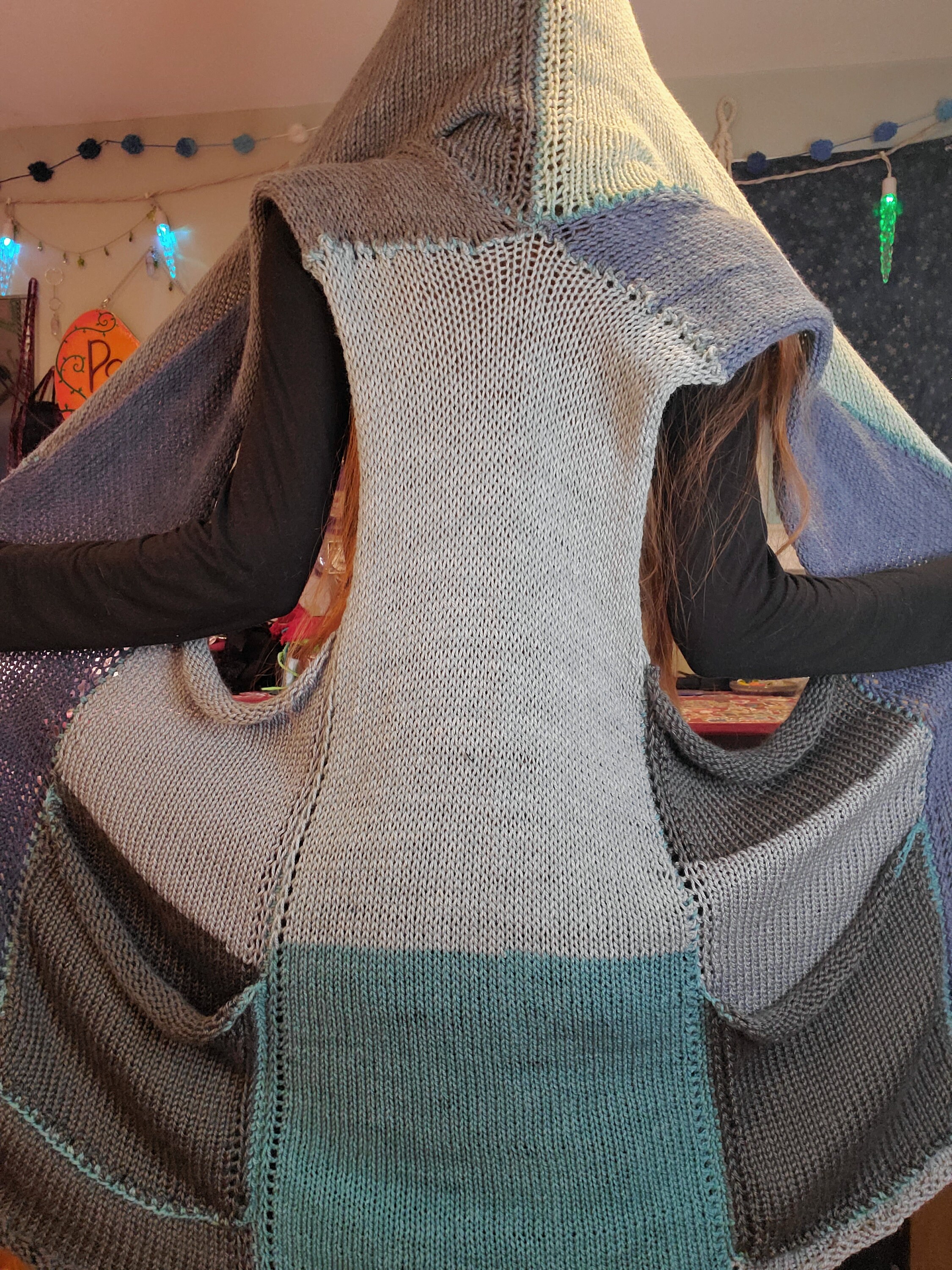 Winter Colorblock Hooded Knit Vest With Pockets - Etsy