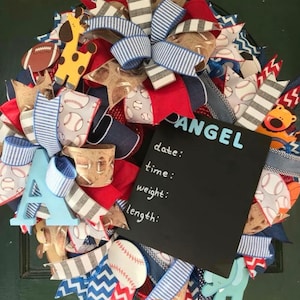 Custom baby wreath, All Star nursery, baby boy hospital wreath