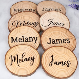 Personalized Wood Slice Wedding Coasters: Engraved Favors