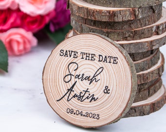 Rustic Wood Slice Save The Date Magnets • Real Wood Save the Date • Save the Date With Magnet • Save our Date Magnet • Timber Save the date