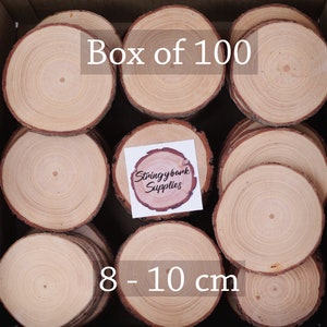 100 fette di legno per sottobicchieri • Fette di legno da 3-4 pollici per sottobicchieri • 100 sottobicchieri a fette di legno • Sottobicchiere a fette di albero per bomboniere