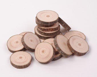 Petites tranches de bois (2-4 cm, 1") : fournitures pour créations manuelles, décorations de Noël - lot de 20