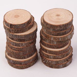 20 pack 4 6 cm wood slices 2 inch wood circles Small Wood Slices for Crafts Rustic Branch Slices Wood Slices for Christmas image 1