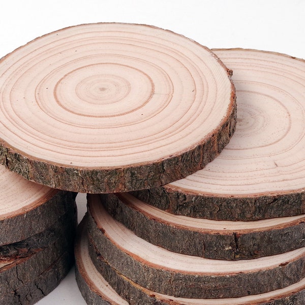 10 pack | 8 - 10 cm Wood Slices • 3 - 4 Inch Wood Slices • Wood Burning • Rustic Wedding Wood Slices • Wood Slice Coasters • Pyrography Wood