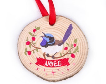 Fairy Wren Christmas Ornament • Australian Wren Christmas Gift • Gift for Australians overseas • Blue Wren Christmas Ornament