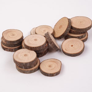 Wood Slice Set Made from Mango Wood Branch with Bark, 4 Piece x 4