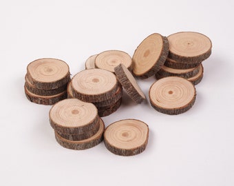 20 pack | 2 - 4 cm wood slices • 1 Inch Wood Slices • Small Wood Slices for Crafts, Craft Branch Slices, Wood Slices for Christmas Ornaments