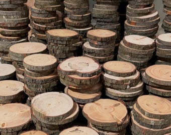 100 Rodajas de madera con descuento • Paquete surtido de rodajas de madera • Rodajas de árbol, rodajas de rama • Rodajas de madera a granel • Rodajas de madera, 100 Rodajas de madera de segunda mano