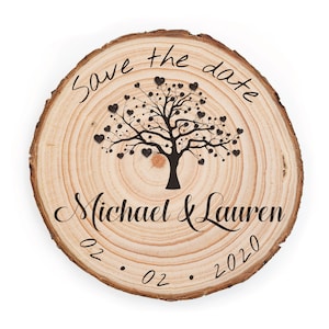 Personalised Wood Slice Save the Date Magnet • Rustic Save-The-Date Magnet • Tree Save The Date • Rustic Wedding Save the date • Stringybark