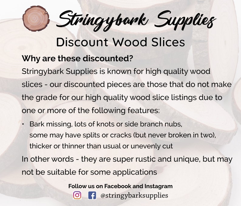 100 Discount Woodslices Assorted Pack of Wood Slices Tree Slices, Branch Slices Bulk Wood Slices Wood Rounds, 100 Wood Slice Seconds image 4