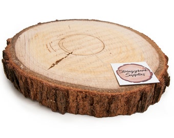 Natural Wood Log Slice Table Centrepiece or Tree Bark Wedding Cake Stand 
