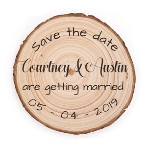 Holzscheibe Save The Date Magnete Save-The-Date Holz Save The Date Magnete Rustikale Save the Date Magnete Holzmagnet Save The Date Bild 2
