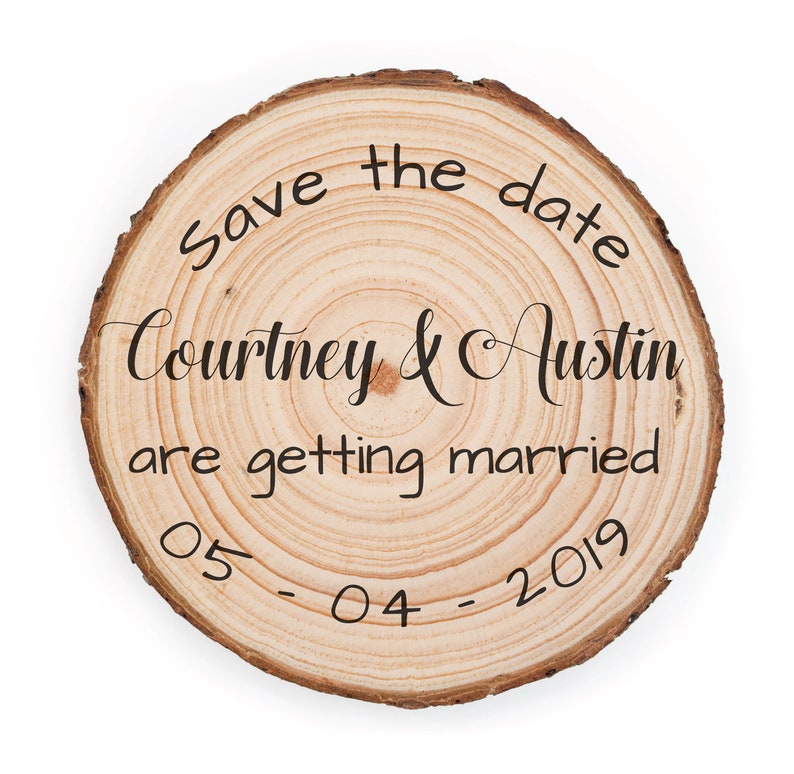 Wood Slice Save The Date Magnets Save-The-Date Wooden Save The Date Magnets Rustic Save the Date Magnets Wood Magnet Save The Date image 2