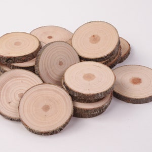 20 pack 4 6 cm wood slices 2 inch wood circles Small Wood Slices for Crafts Rustic Branch Slices Wood Slices for Christmas image 2