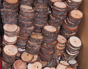 100 Discount Woodslices • Assorted Pack of Wood Slices • Tree Slices, Branch Slices • Bulk Wood Slices • Wood Rounds, 100 Wood Slice Seconds