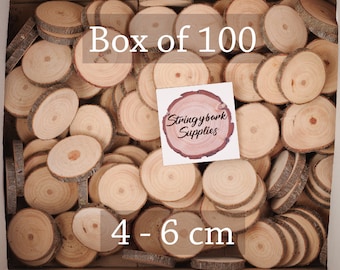 100 pack 4 - 6 cm Wood Slices • 2 Inch Wood Slices • Bulk Wood Slices • Bulk Tree slices • Small Wood slices for Crafts