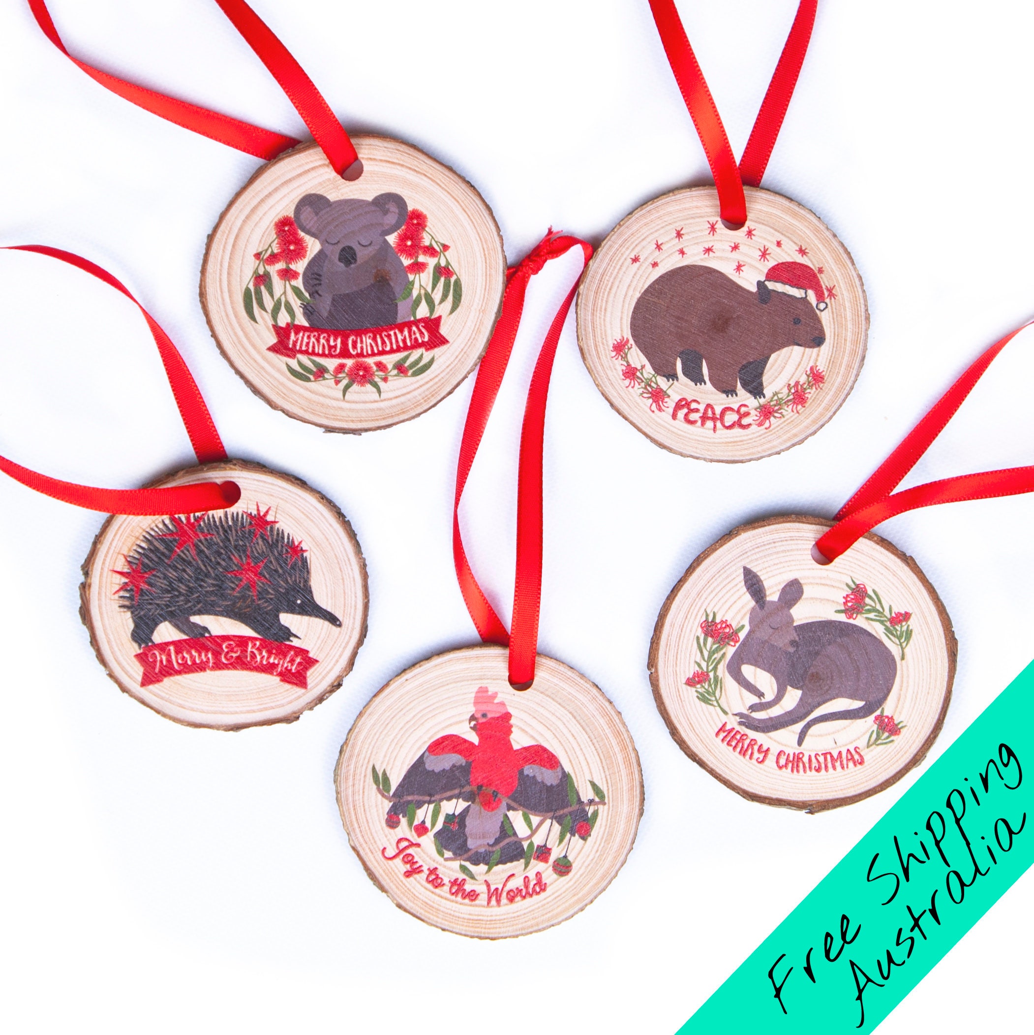 Australian Animals Christmas Ornaments set of 5 Australian Etsy UK