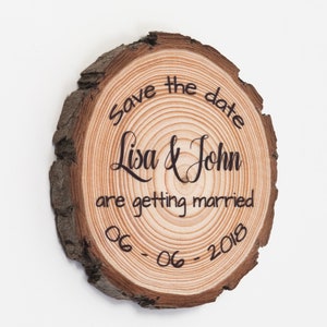 Wood Slice Save The Date Magnets Save-The-Date Wooden Save The Date Magnets Rustic Save the Date Magnets Wood Magnet Save The Date image 1