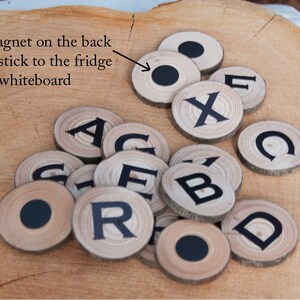 Alphabet Letters, Alphabet magnets, Magnetic Letters, Natural Learning, ABC magnets, Wood Slice Magnets, Natural Wood ABC, Fridge Letters image 3