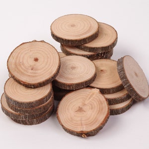 20 pack 4 6 cm wood slices 2 inch wood circles Small Wood Slices for Crafts Rustic Branch Slices Wood Slices for Christmas image 3