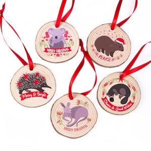 Australian Animals Christmas Ornaments set of 5 Australian Animals Ornaments Made in Australia Gift Christmas Gift from Australia image 1