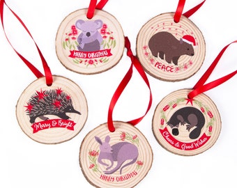 Australian Animals Christmas Ornaments (set of 5) • Australian Animals Ornaments • Made in Australia Gift • Christmas Gift from Australia