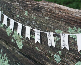 Small Paper Bunting - vintage sheet music and book pages