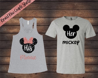 Mickey and Minnie Disney Couple Shirts | Her and His Couple Shirts | Rose Gold Minnie | Disney Couple Shirts | Matching Disney Shirts