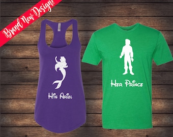 His Prince Eric Her Ariel Shirts | Little Mermaid Shirts | Disney Couple Shirts | Custom Shirts | Matching Disney Shirts | His & Her Shirts