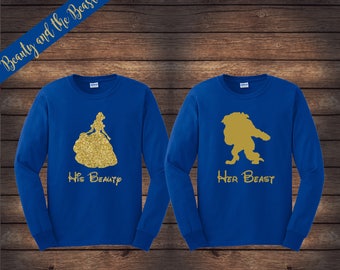 His Beauty Her Beast Couple Shirts | Beauty and Beast Shirts | Disney Couple Shirts | Custom Shirts | Matching Disney Shirts | Long Sleeve