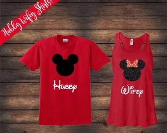 Hubby Wifey Shirts | Disney Couple Shirts | Matching Couple Shirts | Disney Shirts | Custom Disney Shirts | Mickey Minnie Shirts