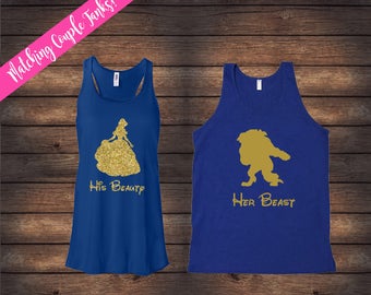 His Beauty Her Beast Tanks | Beauty and Beast Tanks | Disney Couple Shirts | Custom Disney Tanks | Matching Disney Shirts | His & Her Tanks