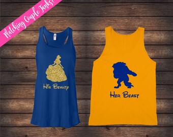 His Beauty Her Beast Tanks | Beauty and Beast Tanks | Disney Couple Shirts | Custom Disney Tanks | Matching Disney Shirts | His & Her Tanks