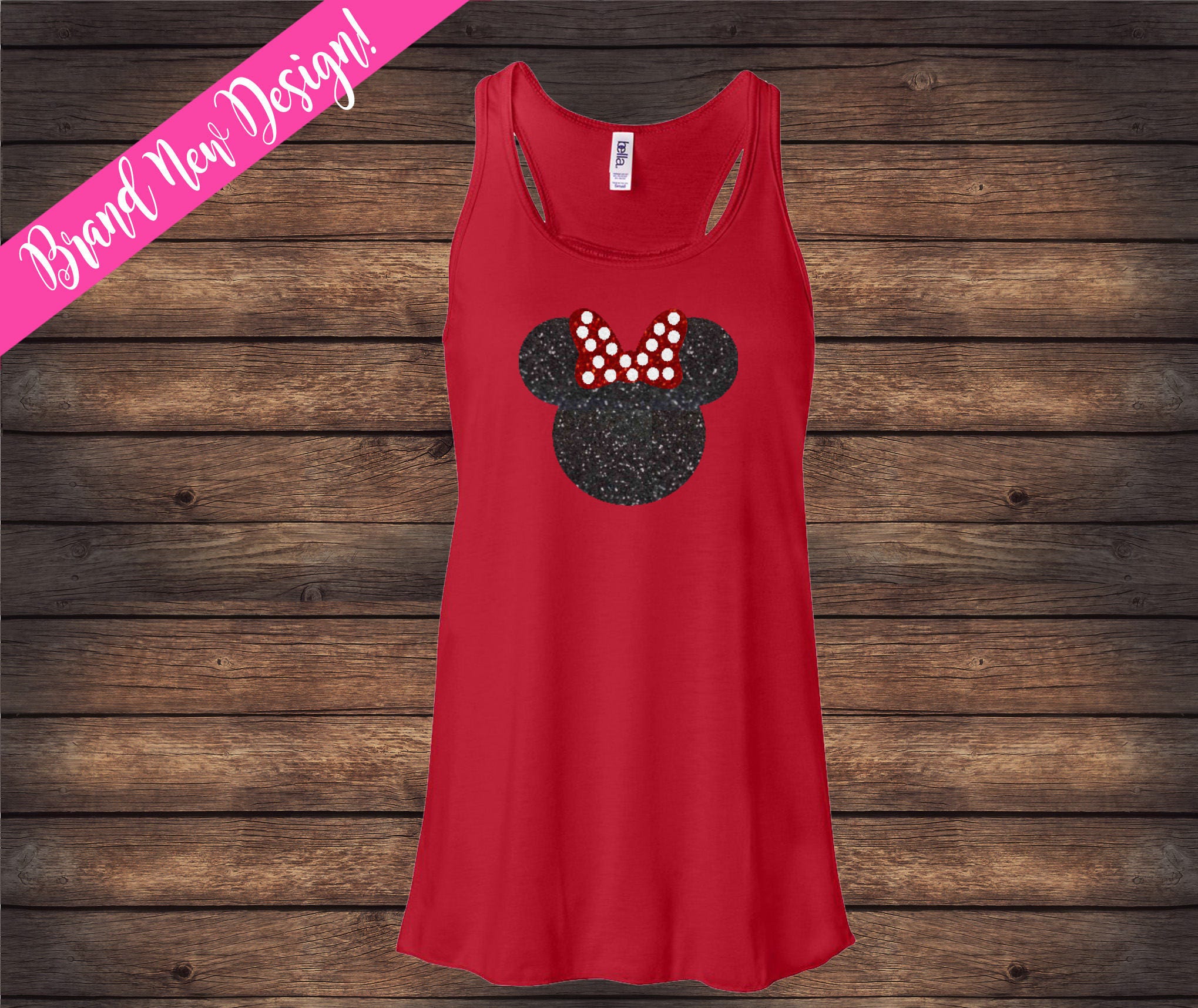 GLITTER Disney Tank Minnie Glitter Tank Minnie Flowy Tank Etsy