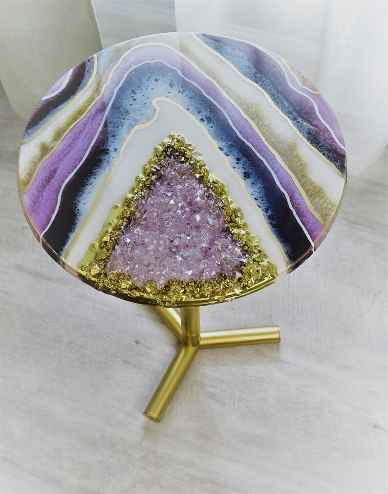 Epoxy Resin Metal Side Table Etsy