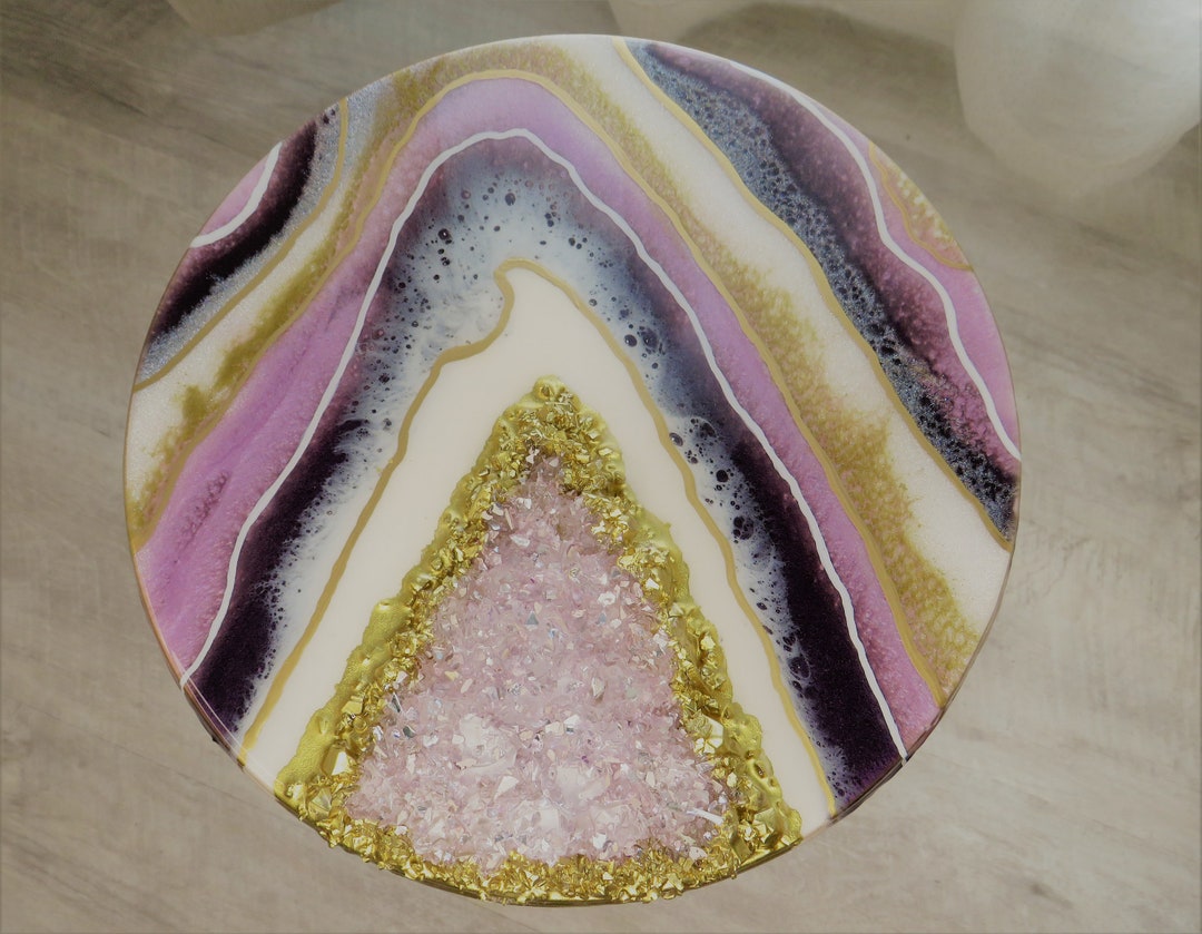 Epoxy Resin Metal Side Table Etsy