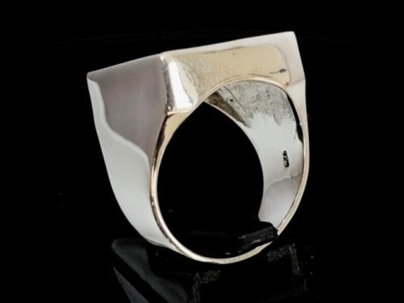 Sterling Silver mens signet ring Army Veteran with crossed Machine Guns symbol high polished and antiqued Sterling silver 925