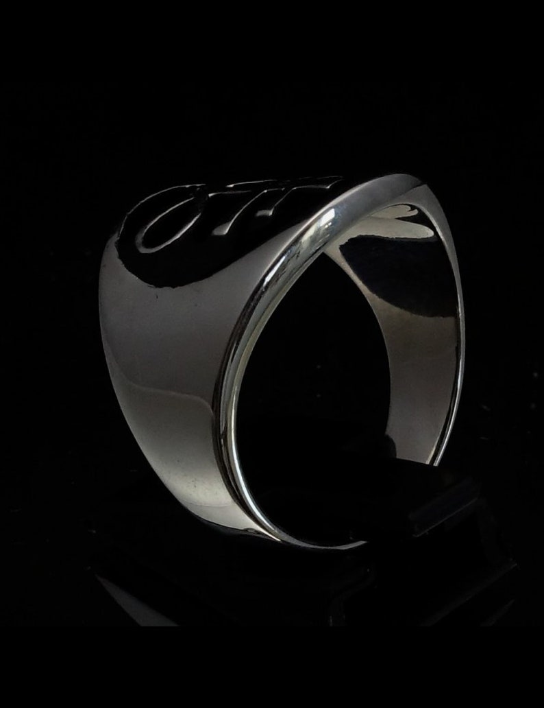 Sterling silver Occult symbol ring Leviathan cross Satan with black enamel high polished Sterling silver 925