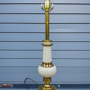 1950s Large Stiffel Brass & Enamel Hollywood Regency Table Lamp