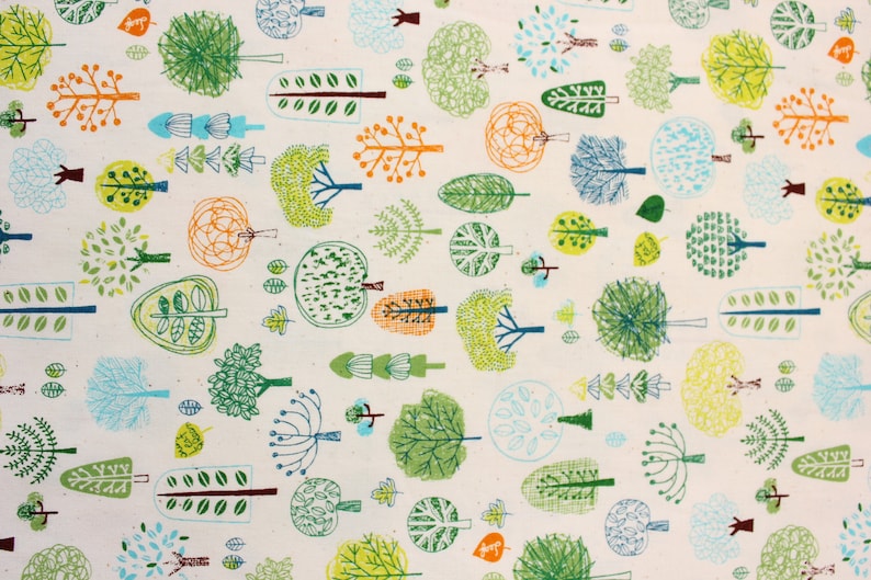 Cute Fabric Cotton Fabric Forest Kawaii Half Metre White Quilting Patchwork Supplies Natural Symphony Japanese Fabric Trees