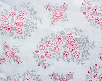 Dear Stella / Floral Fabric / Designer / Small Flowers in a Bunch / Vintage Grey Pink / Cotton / Dressmaking Quilting Sewing / Half Metre