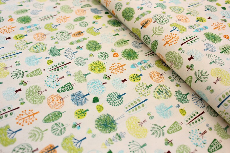 Cute Fabric Cotton Fabric Forest Kawaii Half Metre White Quilting Patchwork Supplies Natural Symphony Japanese Fabric Trees