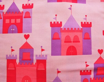 Cotton Fabric / Princess Life Pink Castle / Robert Kaufman/ Quilting Sewing Bed sheets Pillow Cover/ Material / Half Metre