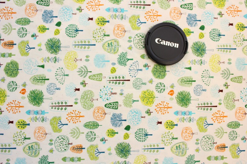 Cute Fabric Cotton Fabric Forest Kawaii Half Metre White Quilting Patchwork Supplies Natural Symphony Japanese Fabric Trees
