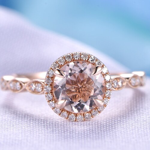 Vintage Teardrop Morganite Ring Rose Gold Morganite Engagement - Etsy