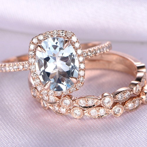 Engagement Wedding Ring Set Gold Wedding Band Diamond - Etsy