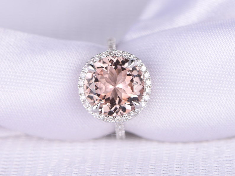 9mm Big Engagement Ring Round Cut Ring 14k Etsy