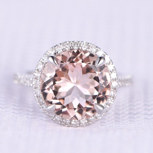 14k White Gold Morganite Engagement Ring Cushion Cut Natural - Etsy