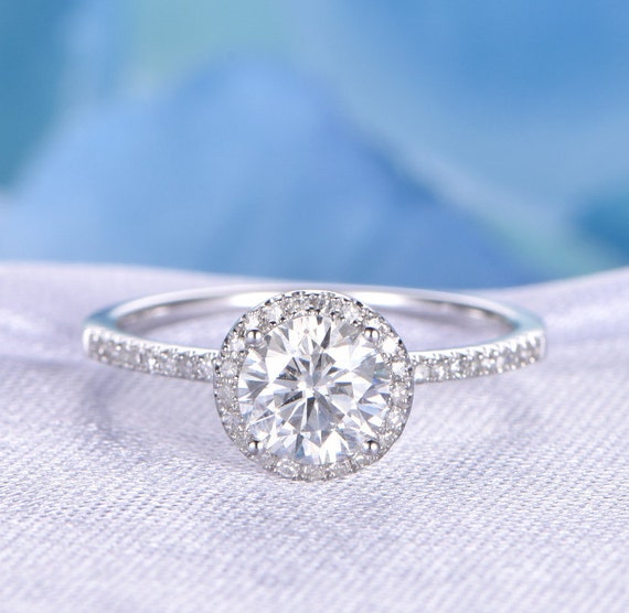 FB Jewels 14K White Gold 1.25ct 5.5mm Round Moissanite 4-Prong Basket Post Earring